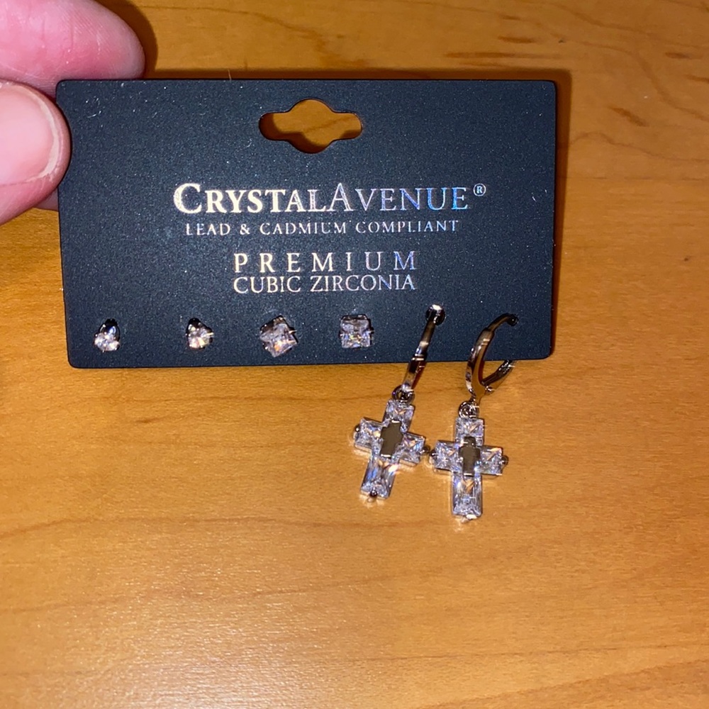 Brand new 3 pairs of earrings studs Cubic Zirconia